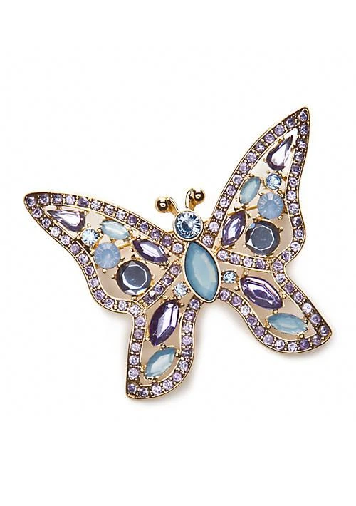 Napier Silver Tone Blue and Purple Butterfly Pin
