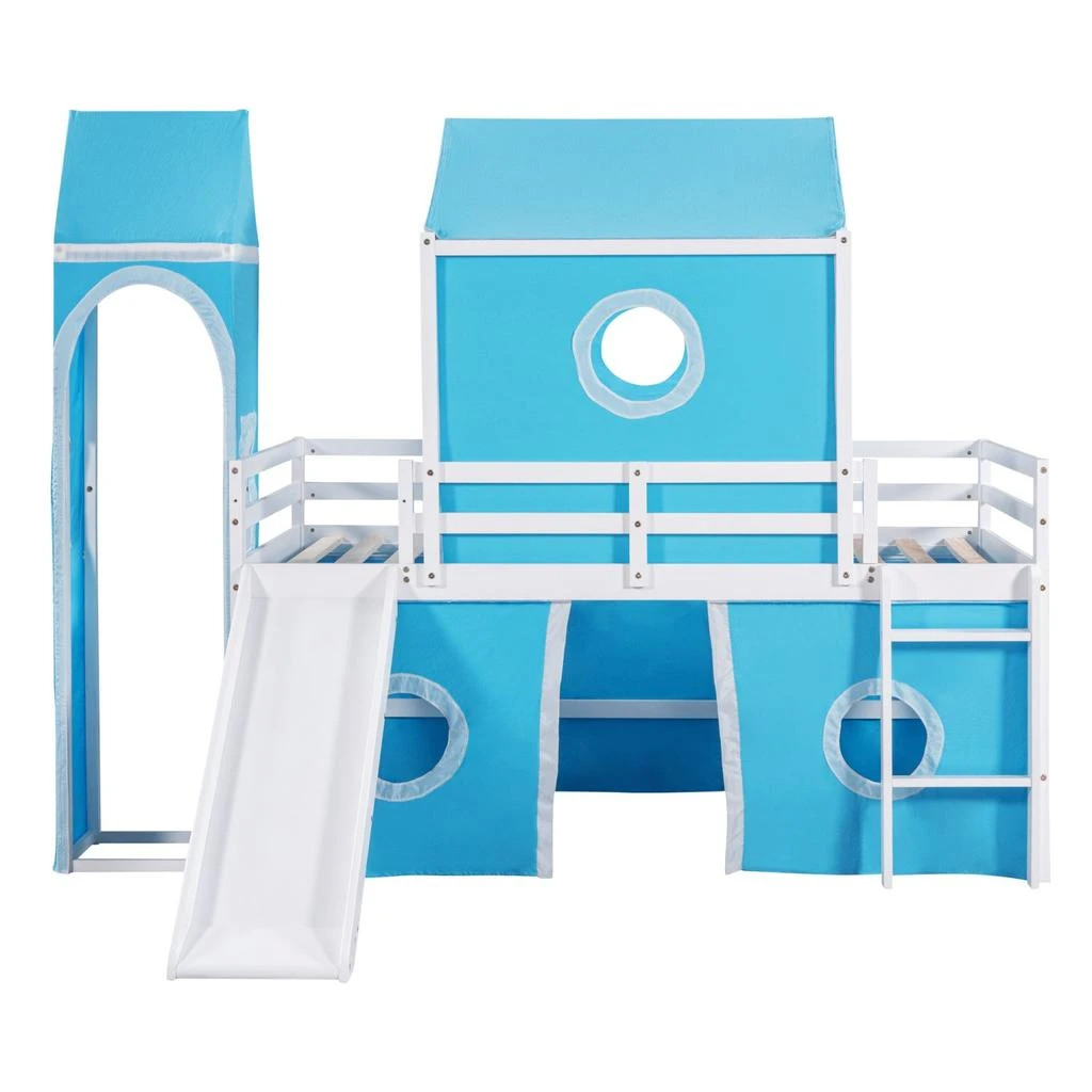 Streamdale Furniture Streamdale Twin Size Bunk Bed With Slide Tent And Tower 6