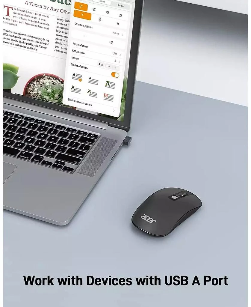 Acer Computer Mouse Wireless, 2.4G Slim USB Wireless Mouse with Adjustable DPI, 4 Buttons, Portable for Laptop, Desktop, PC 5