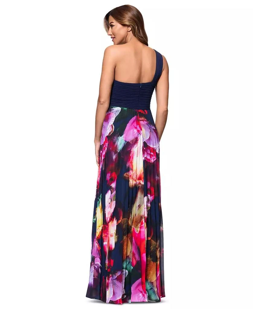 open lace back dress Xscape Women's Ruffled One-Shoulder Scuba Gown - Midnight