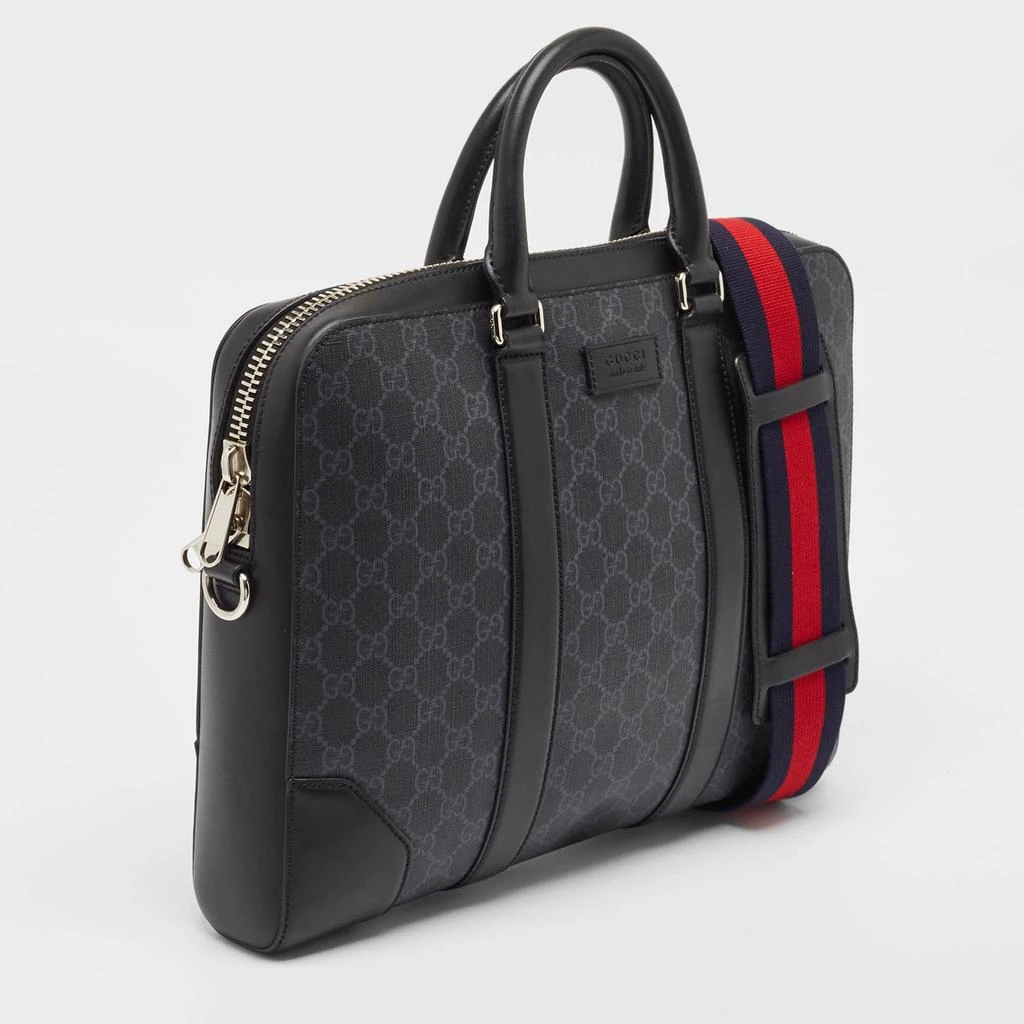 Gucci Gucci Black GG Supreme Canvas and Leather Briefcase Bag 3