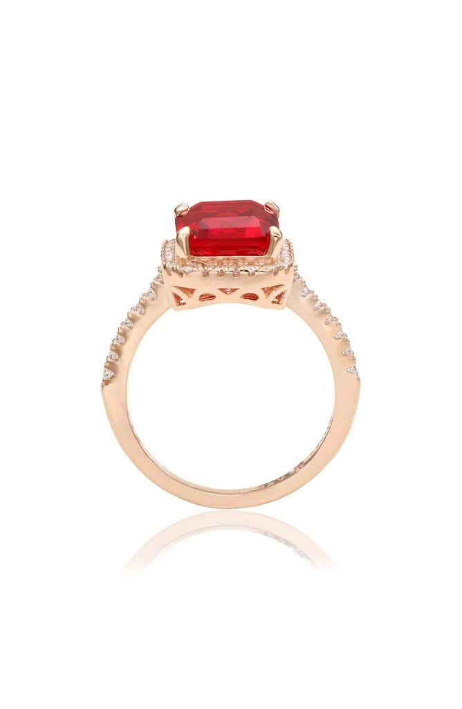 Suzy Levian 14K Rose Gold Plated Sterling Silver Red & White Cubic Zirconia Halo Bridal Ring 3