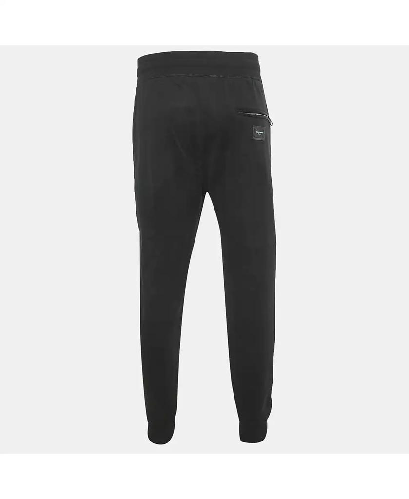 Pre-Owned Dolce & Gabbana Men's Black Cotton Logo Plaque Sweatpants