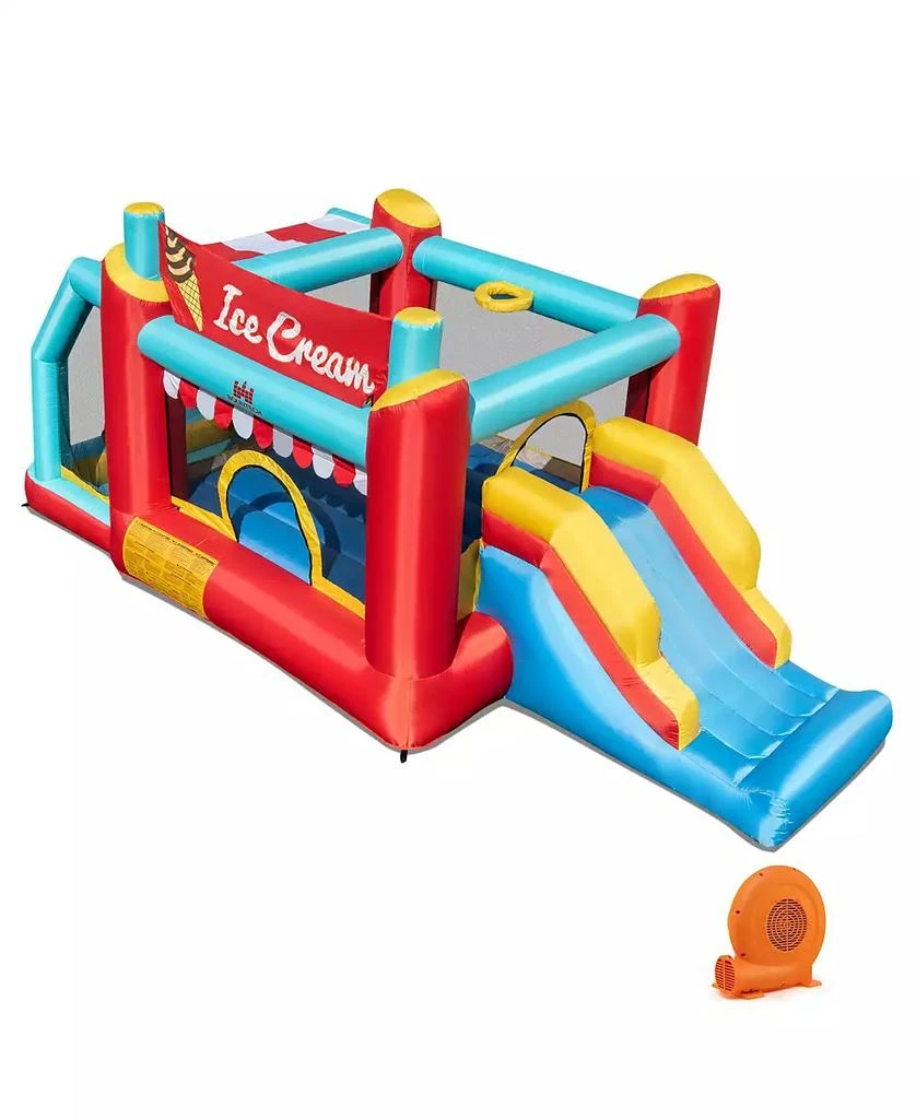 GOUUN 5-in-1 Ice Cream Inflatable Bounce House with Ball Pit and Slide with 520W Blower 1
