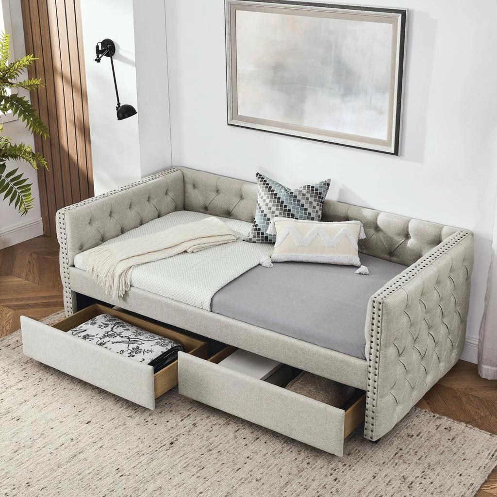Streamdale Furniture Streamdale Elegant Mid-Century Daybed with Trundle and Drawers 2