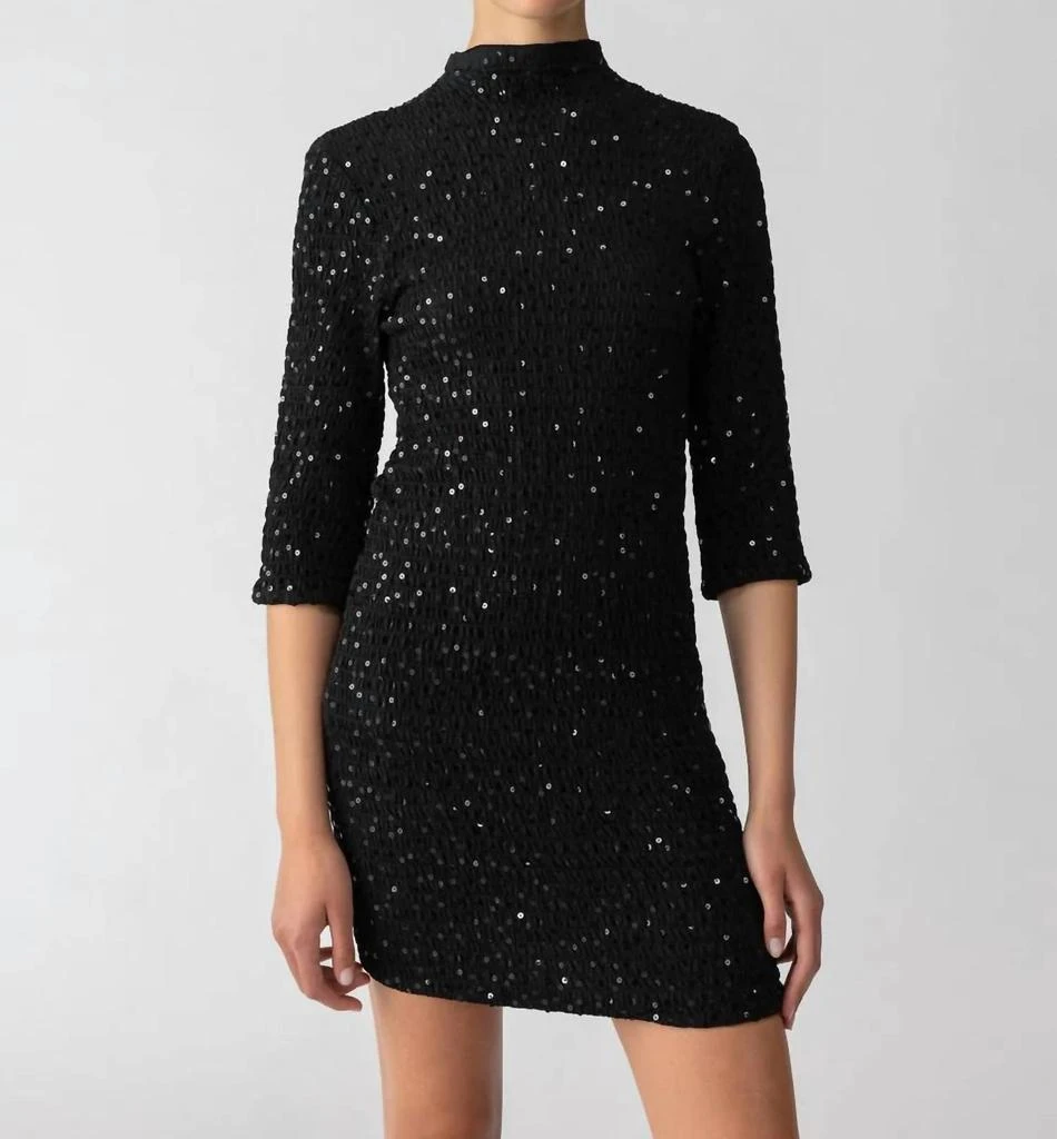 Sanctuary Holiday Smocked Sequin Dress In Black 1