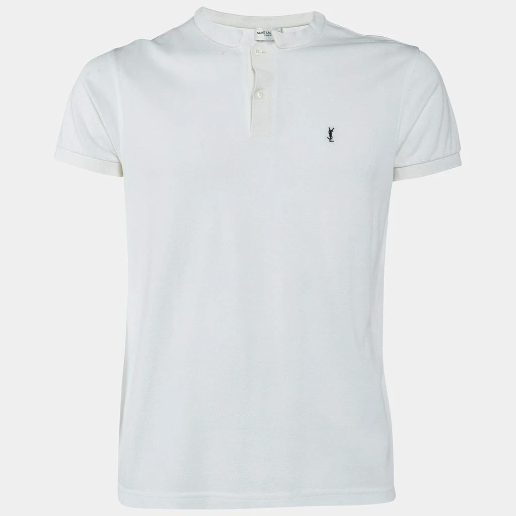 Yves Saint Laurent Saint Laurent Paris White Cotton YSL Embroidered T-Shirt M 1