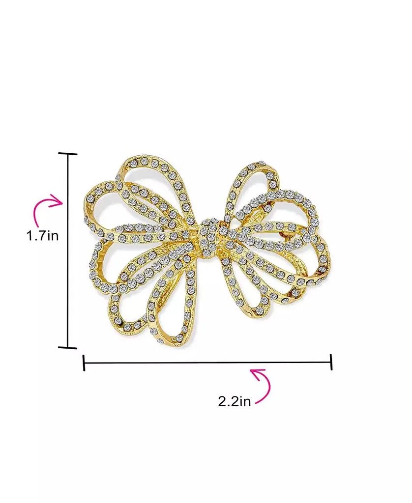 Bling Jewelry Large Holiday Statement Christmas Pave Crystal Open Bow Ribbon Brooch Pin Silver Rose Gold Tone Plated 4