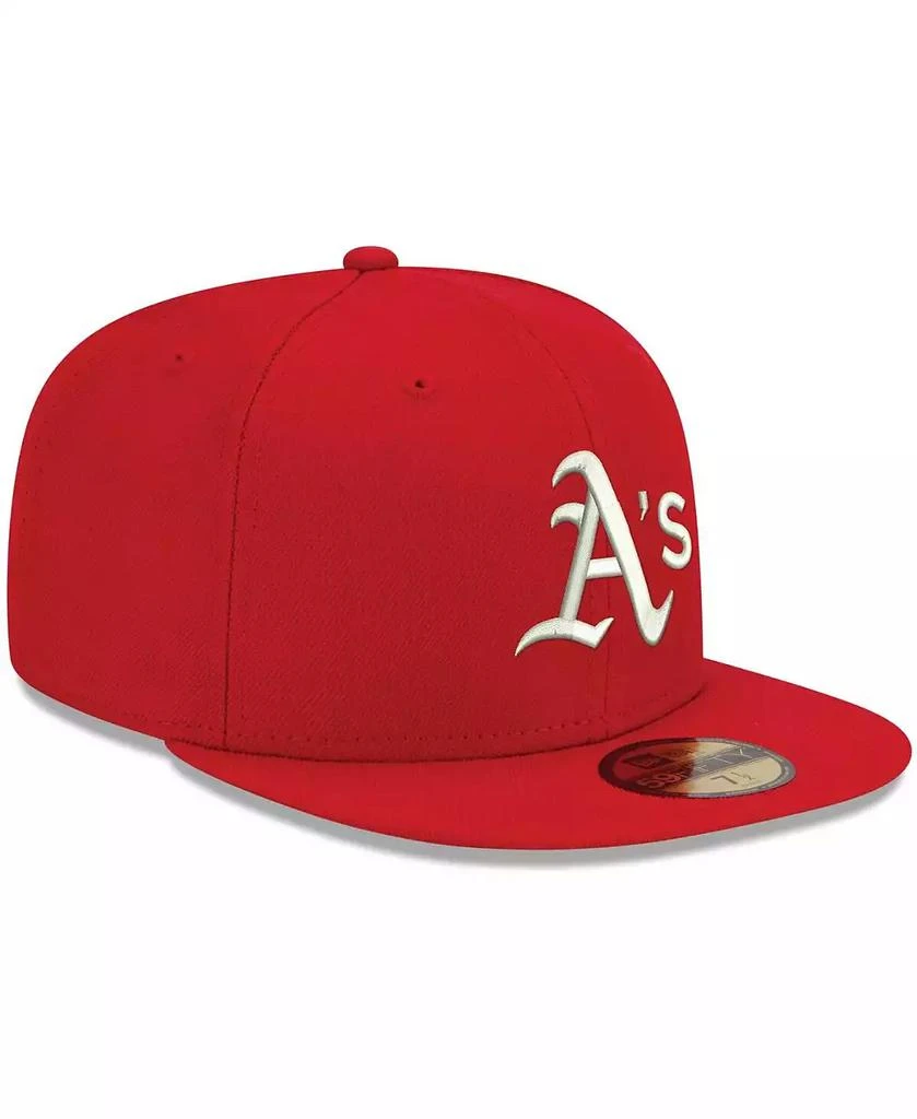 New Era Men's Red Oakland Athletics Logo White 59FIFTY Fitted Hat 3
