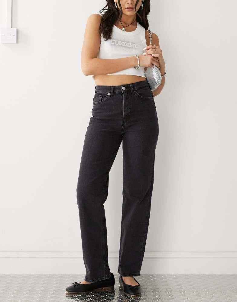 Monki Monki Zami high waist straight leg jeans in black