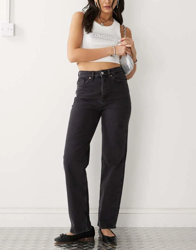 Monki Monki Zami high waist straight leg jeans in black 1