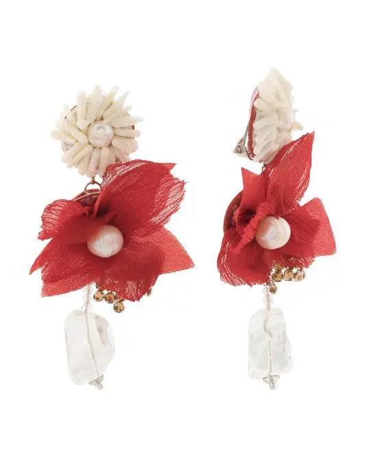RANJANA KHAN Made In India Handcrafted Claudia Flower Drop Earrings