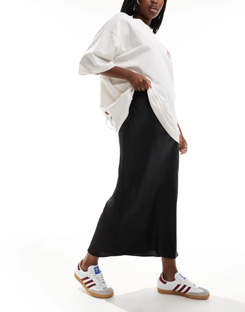 ASOS ASOS DESIGN satin bias midi skirt in black 5
