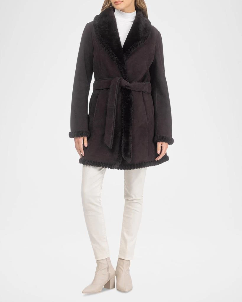 Gorski Merino Shearling Lamb Belted Stroller With Whipstitch Trim 2