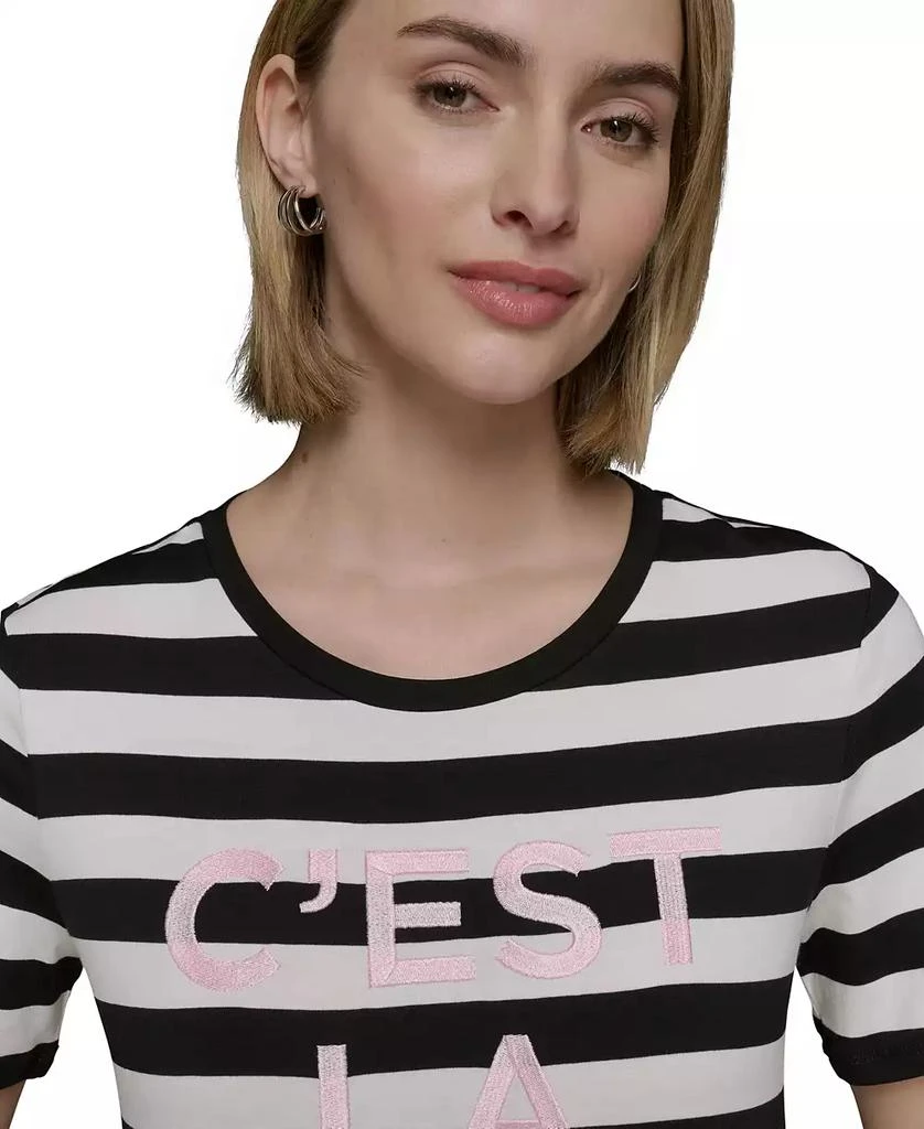 Karl Lagerfeld Paris Women's C'est La Vie Striped Tee 4