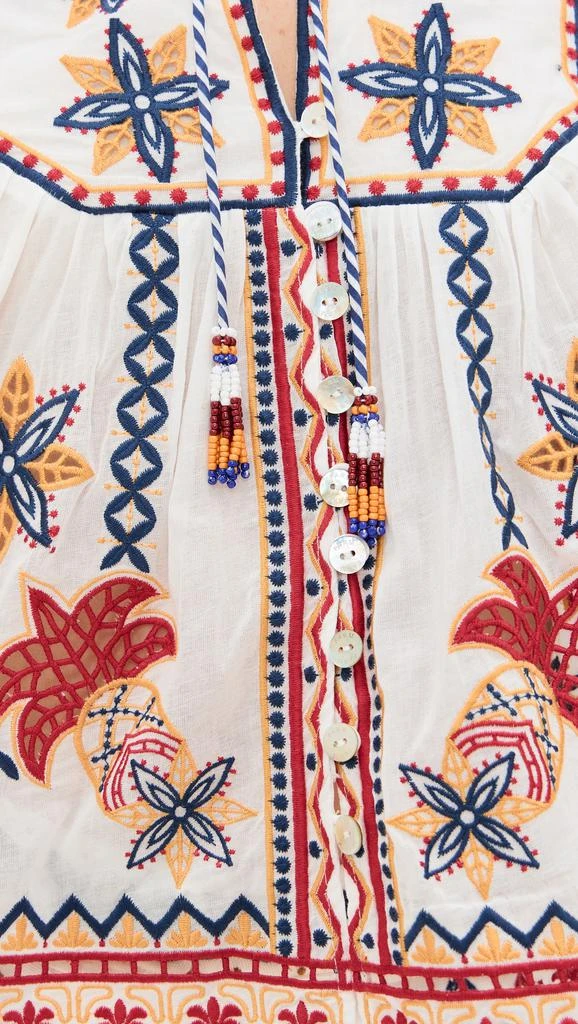 Farm Rio Marys Tiles Off White Embroidered Blouse 5