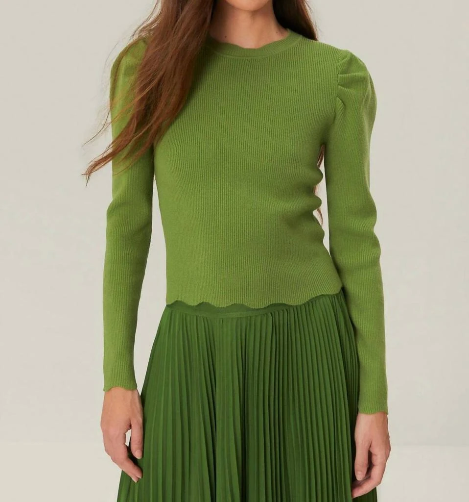 Farm Rio Knit Blouse In Green 1