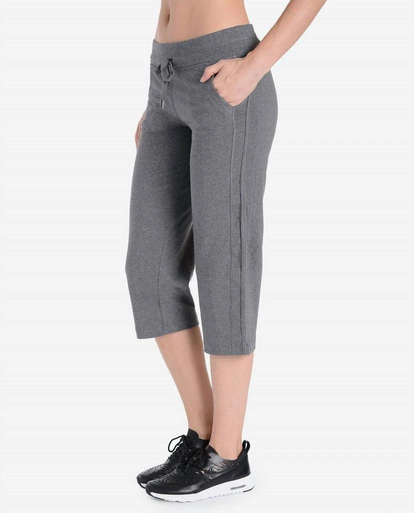 Danskin Essentials Drawcord Crop Pants In Charcoal Grey Heather 1
