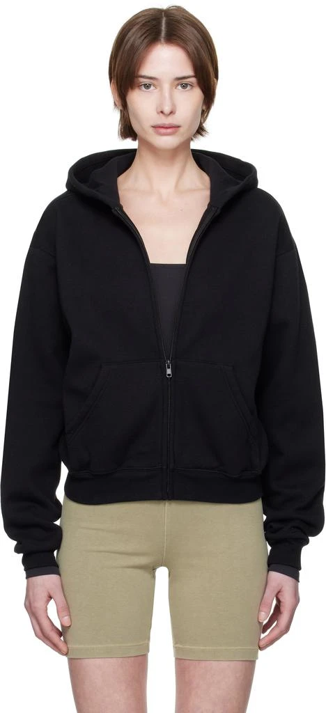 SKIMS Black Cotton Fleece Classic Zip Up Hoodie 1