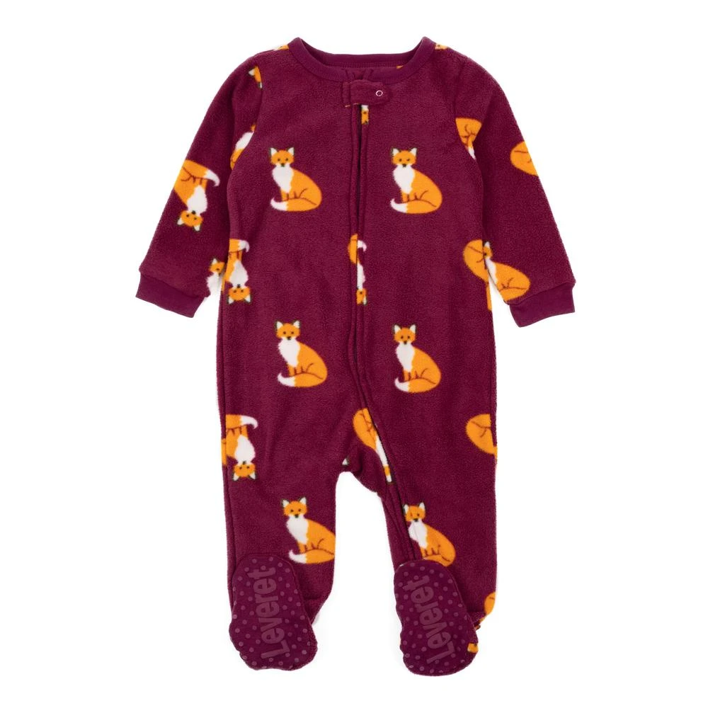 Leveret Kids Footed Fleece Pajamas Fox 1