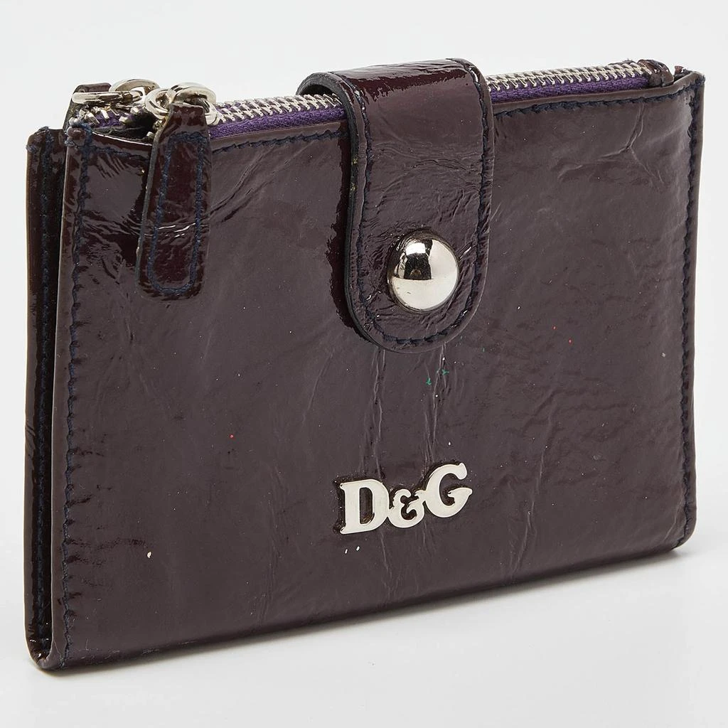Dolce & Gabbana D&g Plum Patent Leather Double Zip Bifold Flap Wallet 3