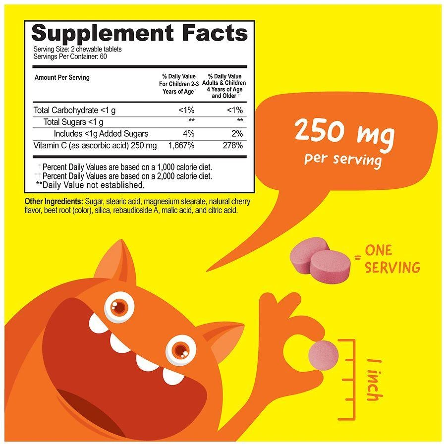 VitaWorks Kids Vitamin C 250 mg - Immune Support - Chewables Tart Cherry 2