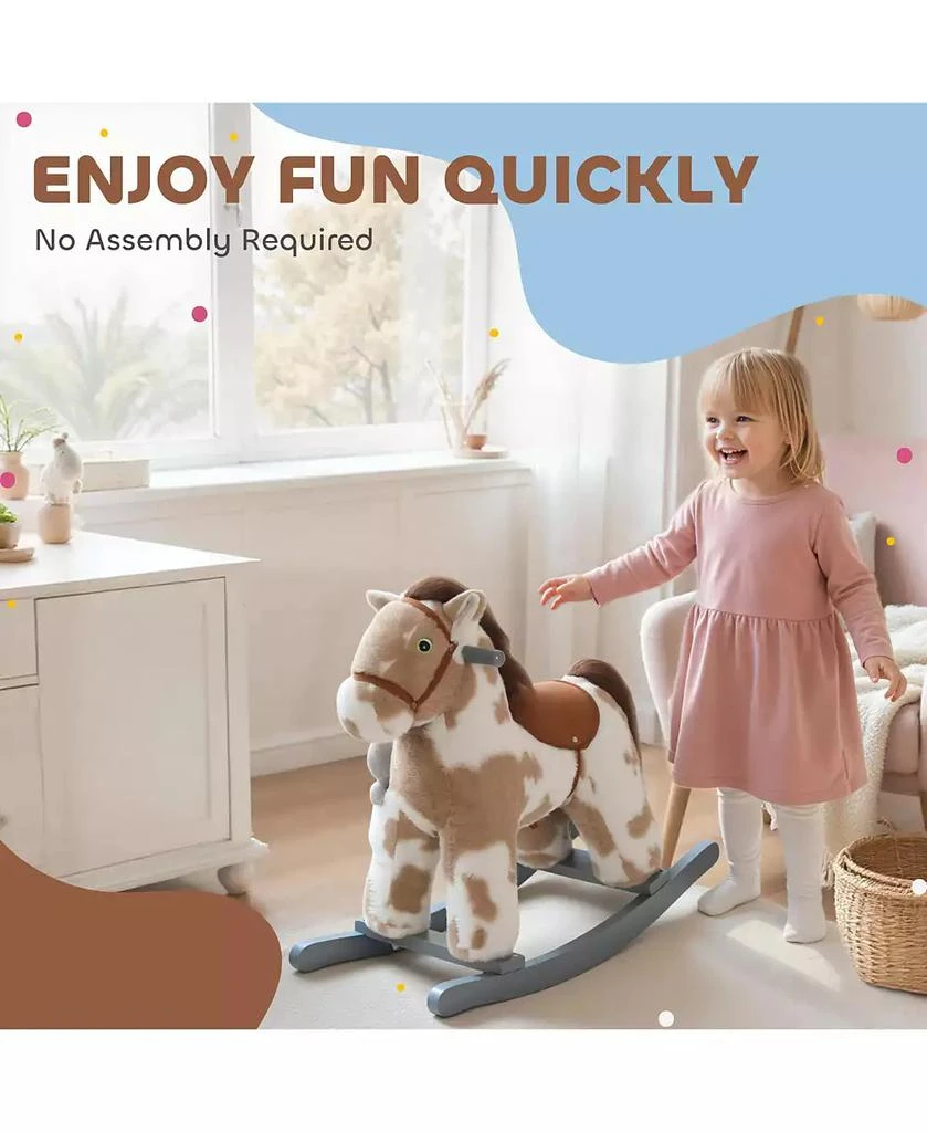 Qaba Rocking Horse, Kids Plush Animal Rocker with Realistic Neigh 8