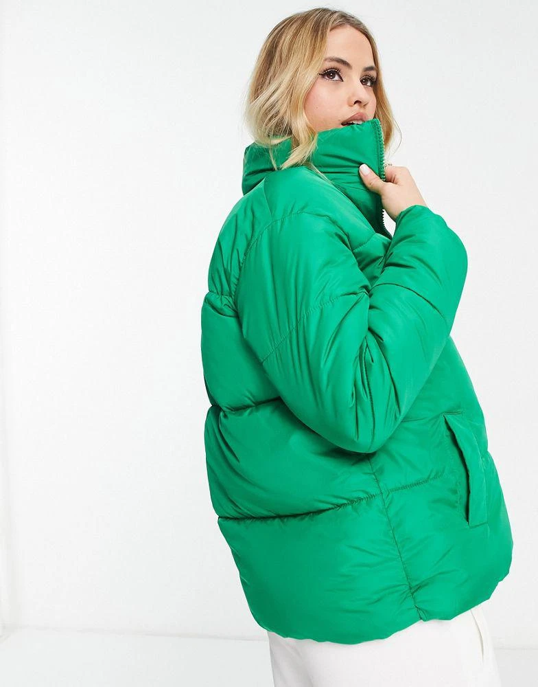 New Look Tall New Look Tall boxy puffer coat in green 3