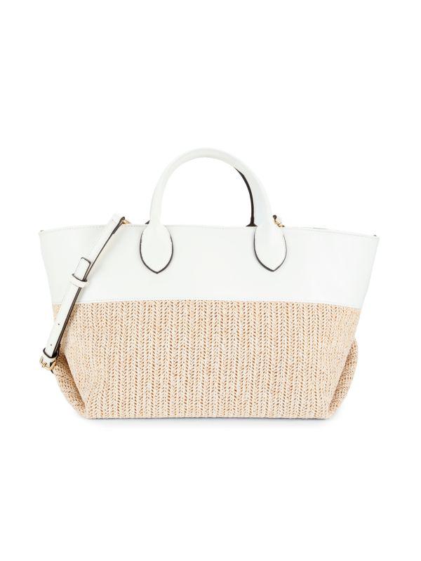 Collection 18 East West Straw Texture Colorblock Tote