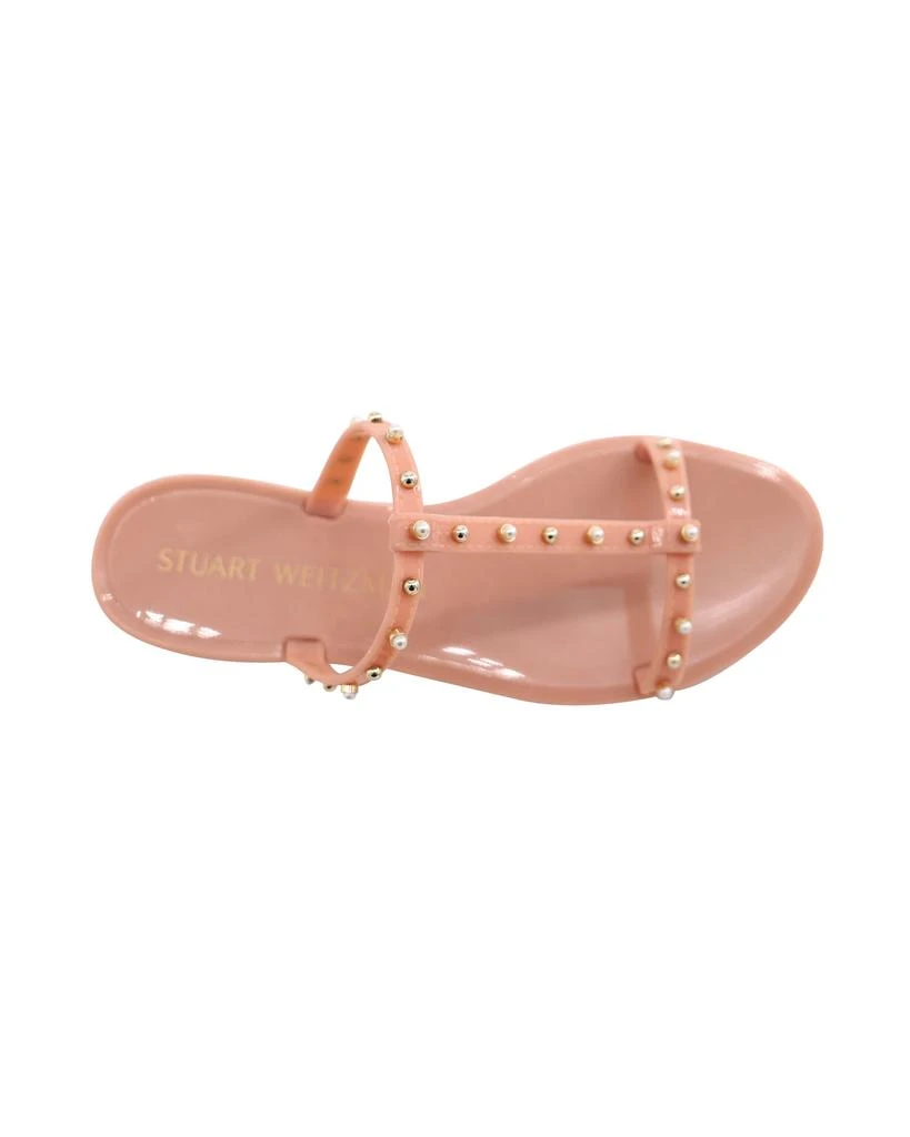 Stuart Weitzman Jelly Sandals with Pearl in Peach Pink Rubber 6