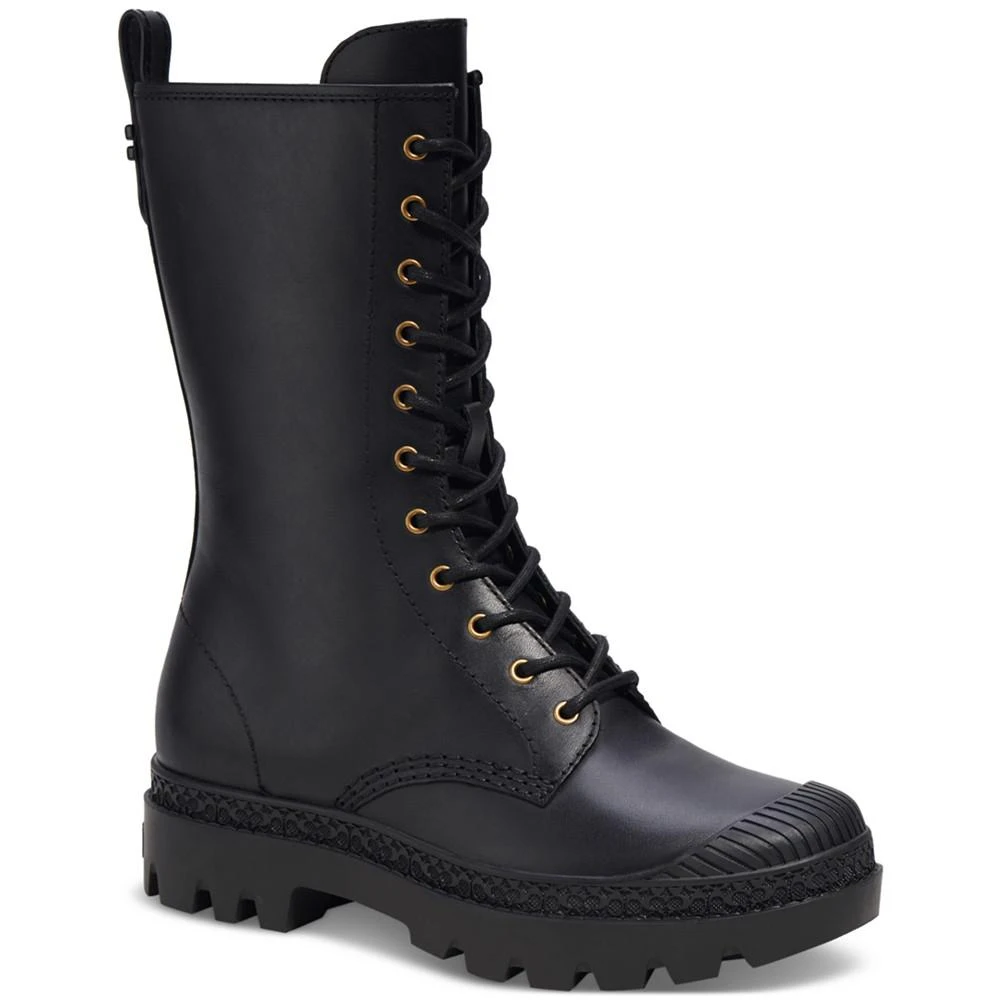 COACH Women's Tasha Lace Up Lug Sole Tall Combat Boots 1