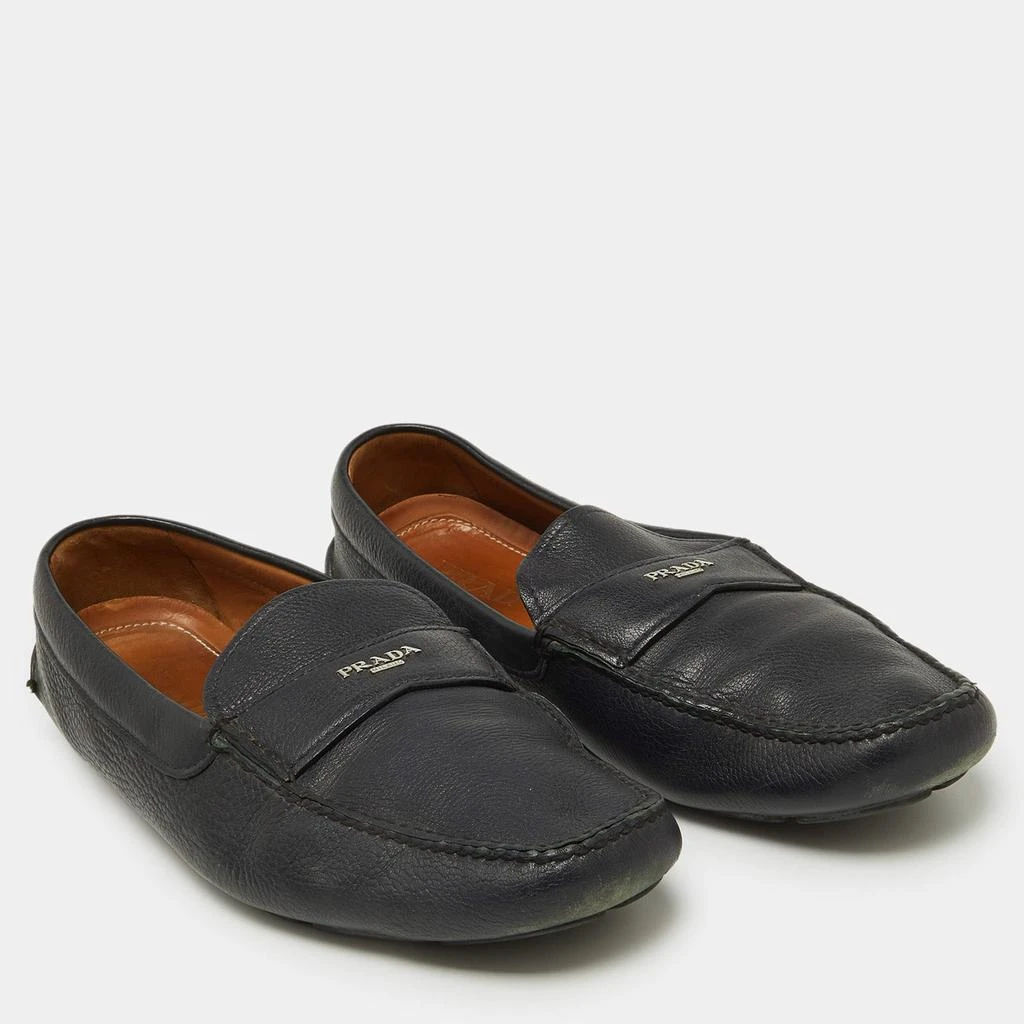 Prada Prada Blue Leather Slip On Loafers Size 46 4