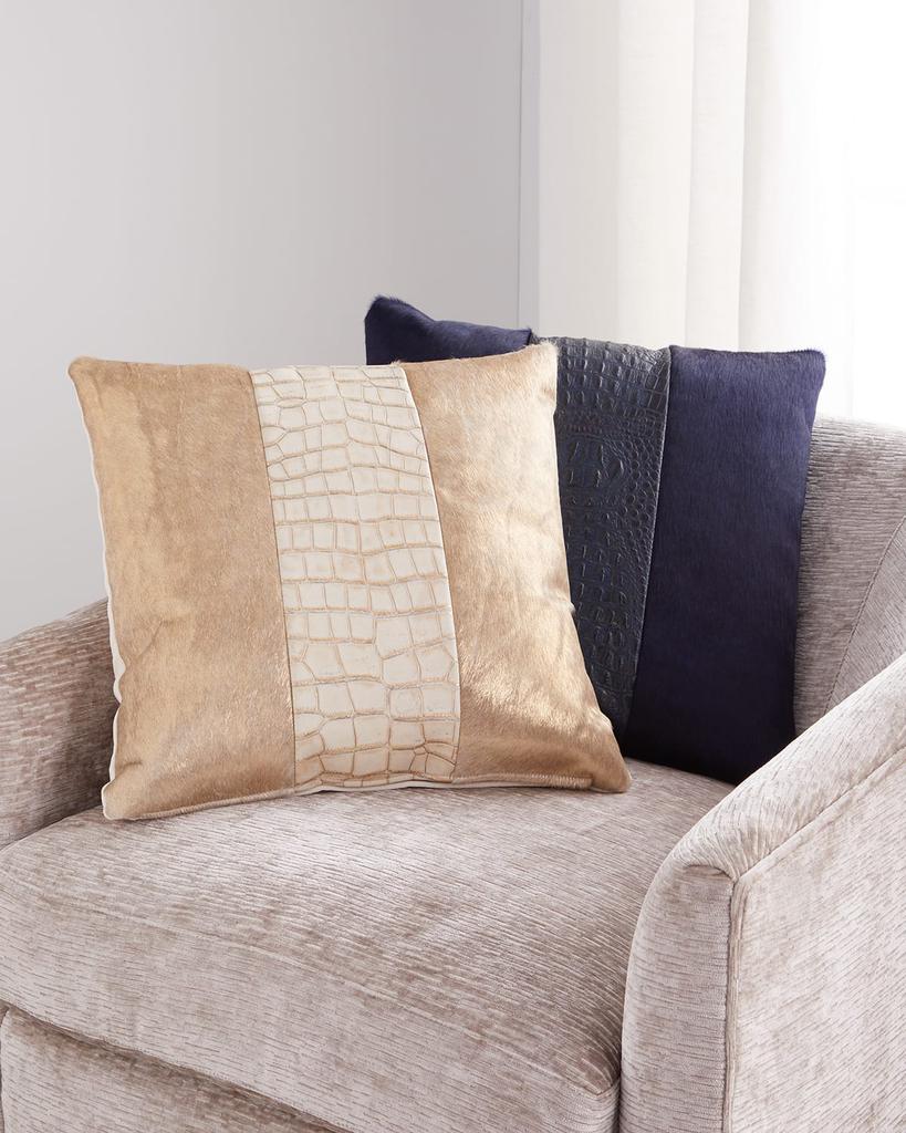 Massoud Colorblock Croc Pillow, 19"Sq.