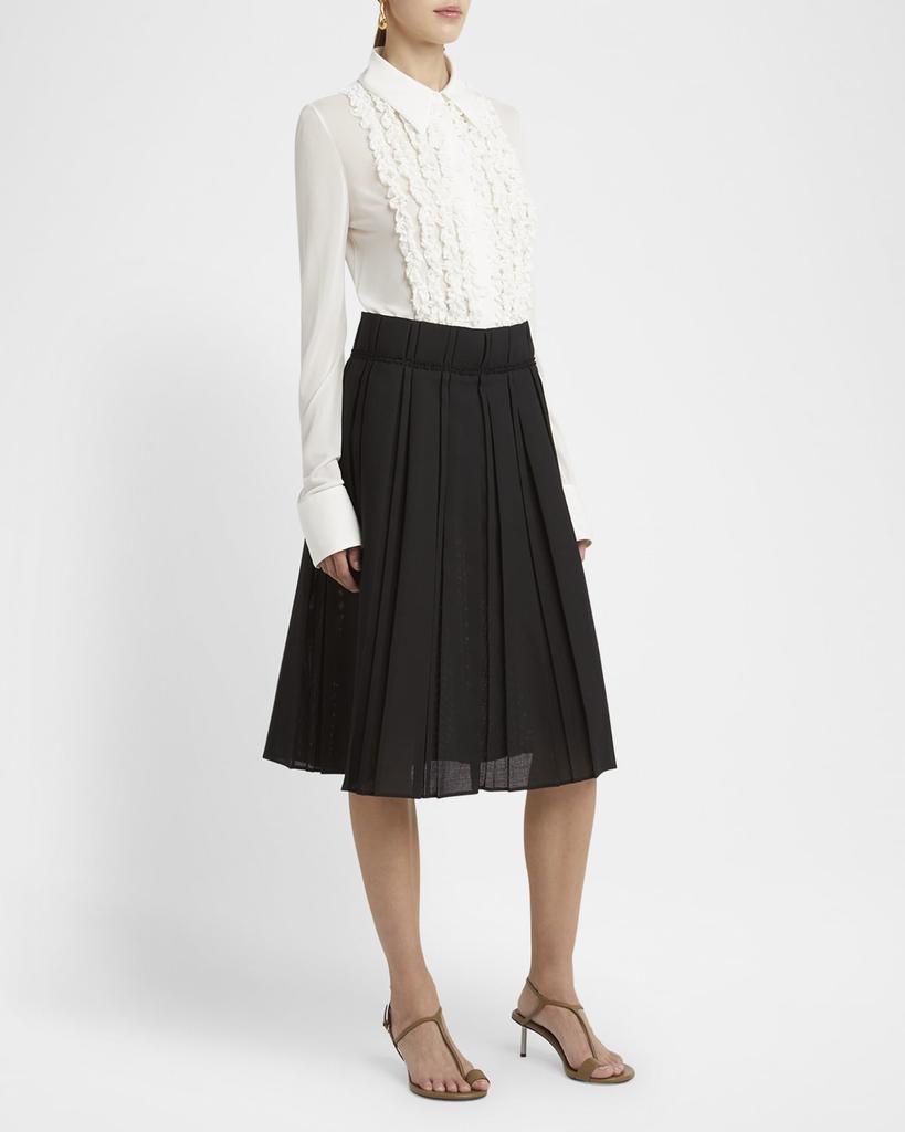 Jil Sander Ruffle Bib Button-Down Shirt