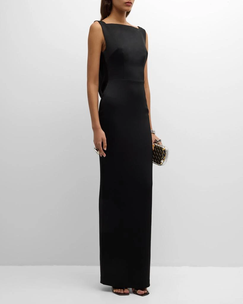 Alex Perry Backless Draped Satin Crepe Column Gown 2