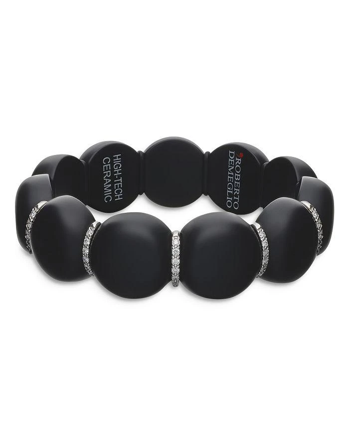 Roberto Demeglio 18K White Gold Ceramic Stretch Bracelet with Diamonds 1