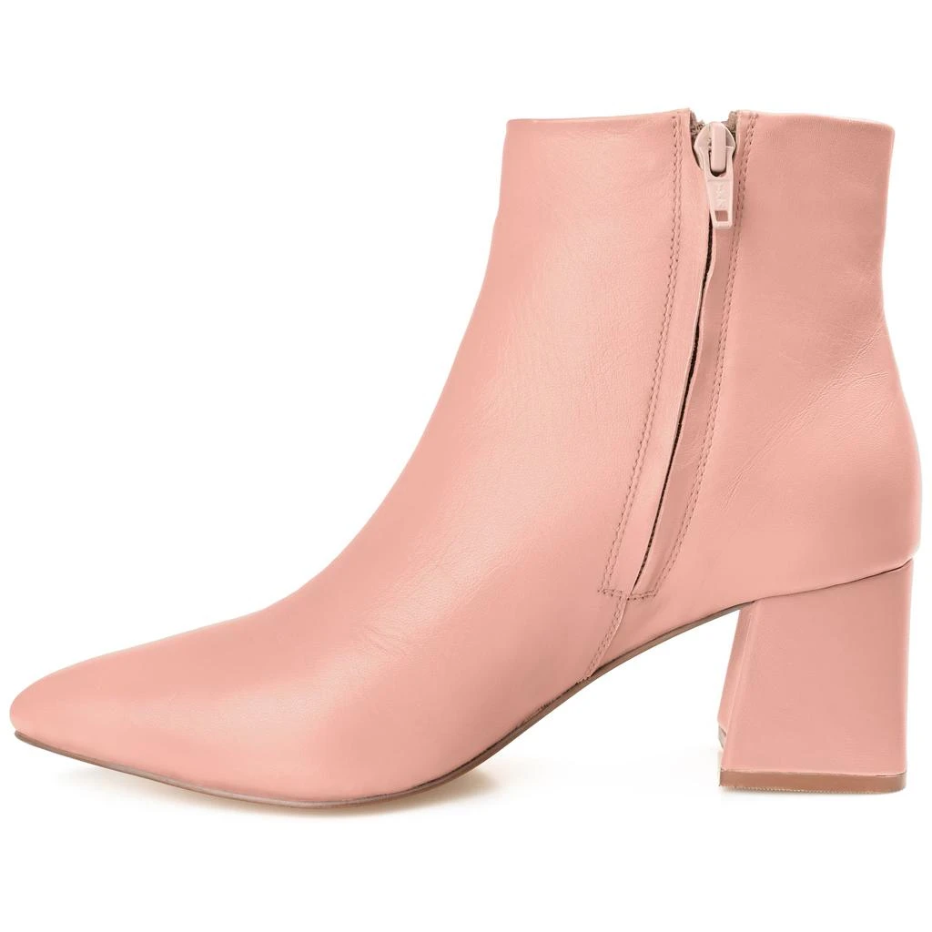 JOURNEE Signature Womens Genuine Leather Tabbie Almond Toe Block Heel Ankle Booties 2