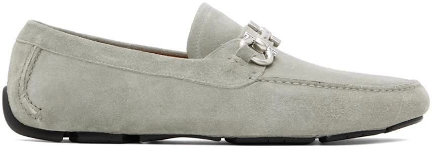 Salvatore Ferragamo Gray Gancini Ornament Driver Loafers 1
