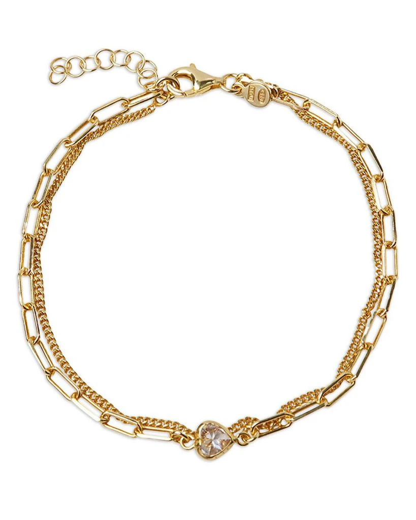 Argento Vivo Two Layer Chain Heart Bracelet in 18K Gold Plated Sterling Silver 1