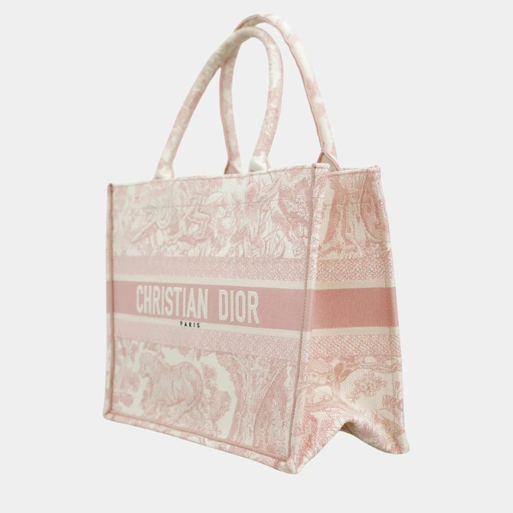 Dior Dior Soft Pink Canvas Embroidered Medium Book Tote Bag  2