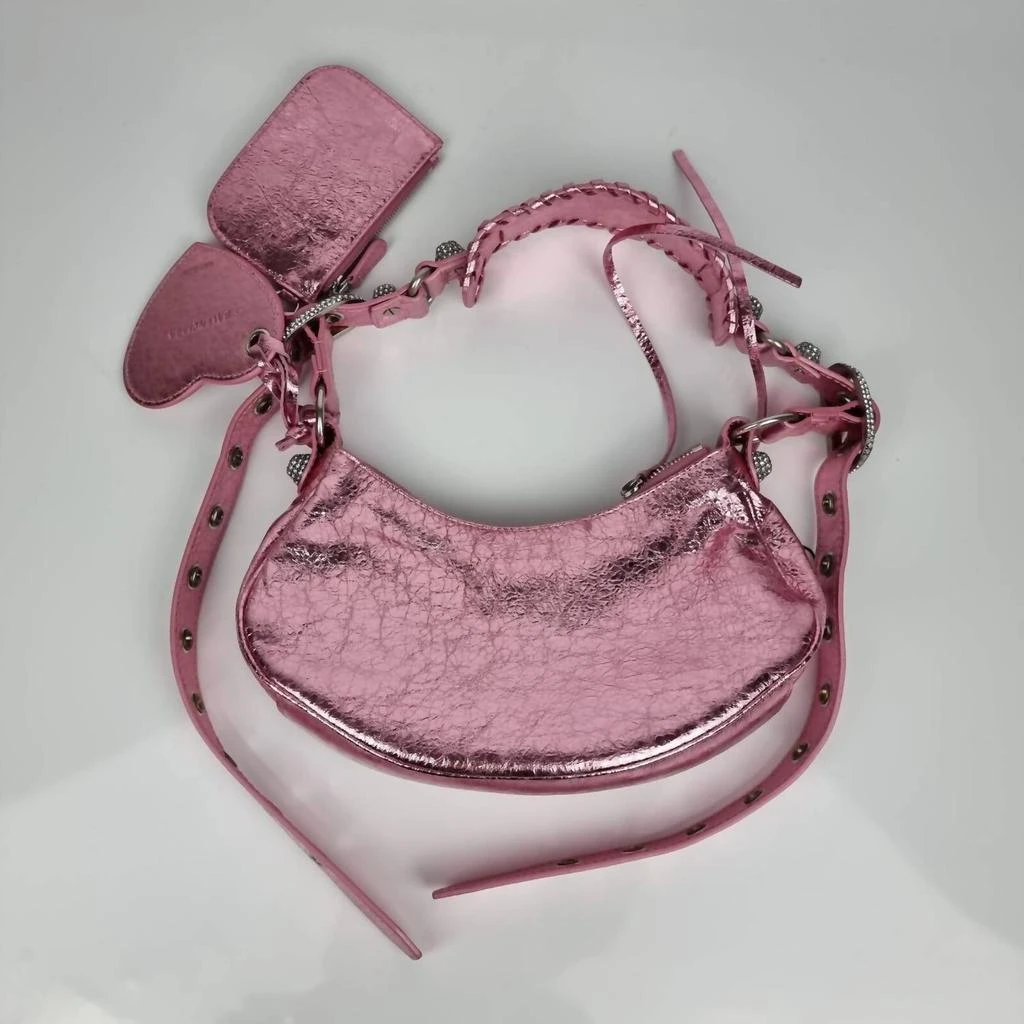 INZI Rhinestone Accents Crossbody Bag In Pink 4