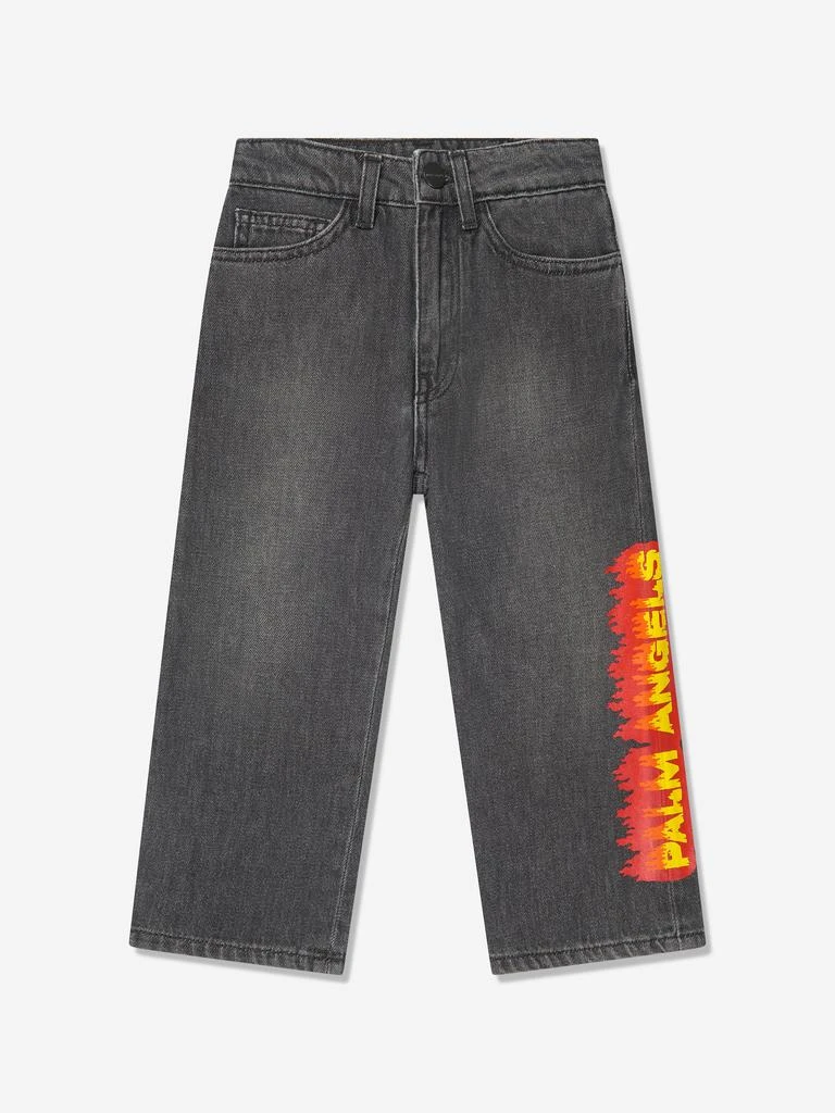Palm Angels Palm Angels Boys Flames Logo Jeans in Black 1