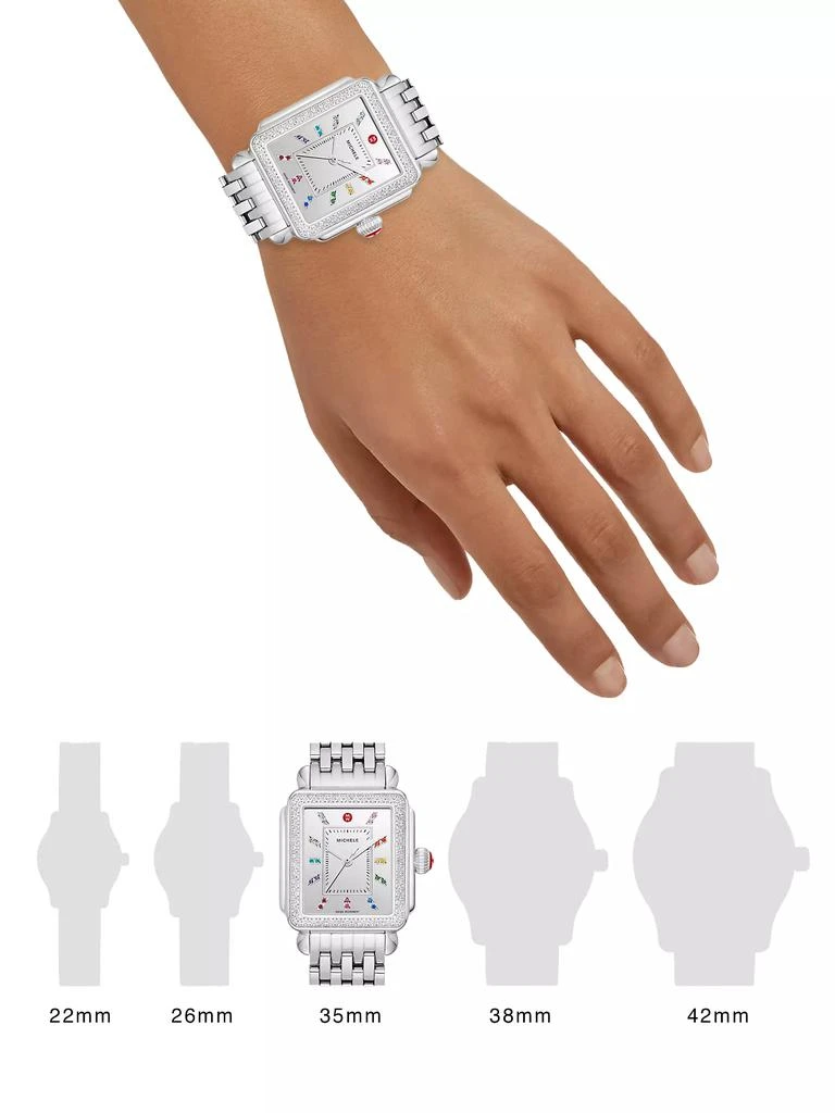 Michele Deco Carousel Stainless Steel, Diamond &amp; Multicolor Topaz Bracelet Watch 2