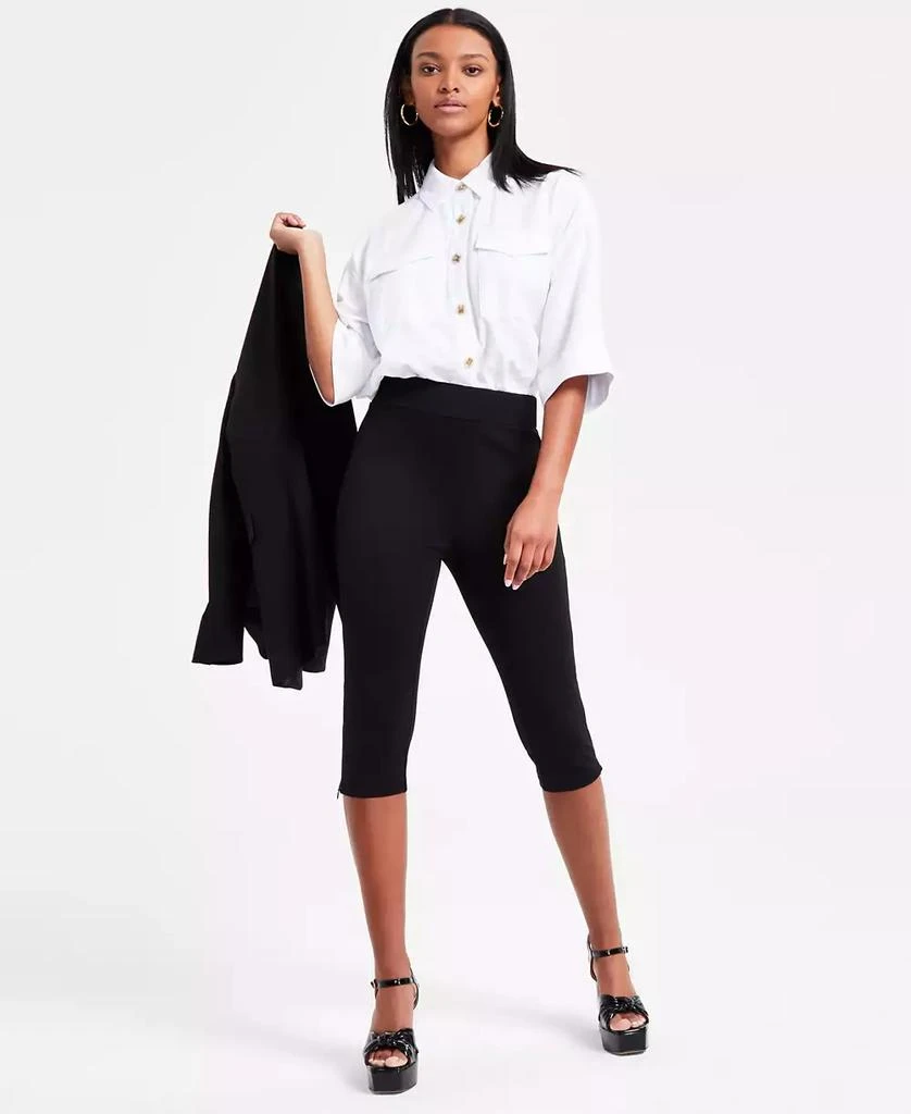 Bar III Women's Ponté-Knit Side-Zip Capri Pants, Exclusively at Macy's 1
