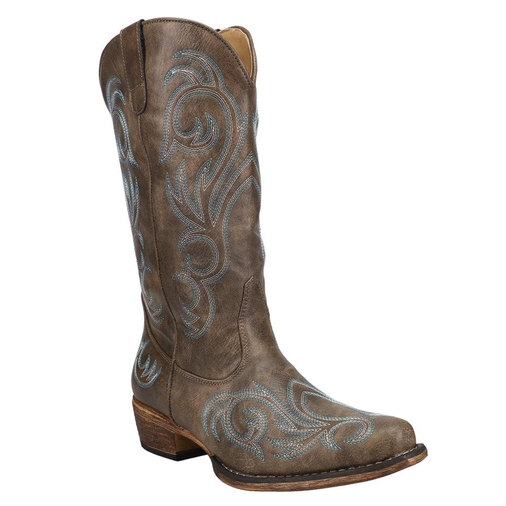 Roper Riley Embroidery Round Toe Cowboy Boots