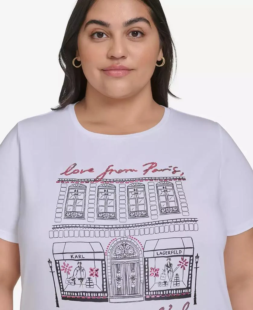 KARL LAGERFELD PARIS Plus Size Love from Paris City Graphic T-Shirt, Exclusively at Macy's 4