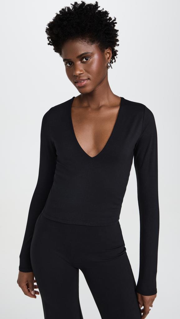 Les Tien Dan Deep V Neck Long Sleeve Tee