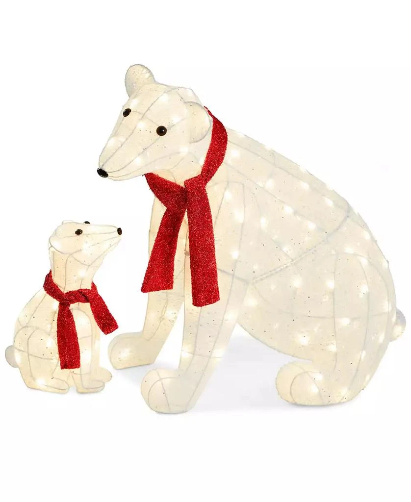 Best Choice Products Large Lighted Polar Bear Family w/ 145 Pre-Strung LED Lights, Zip Ties, Ground Stakes - Red/White 1