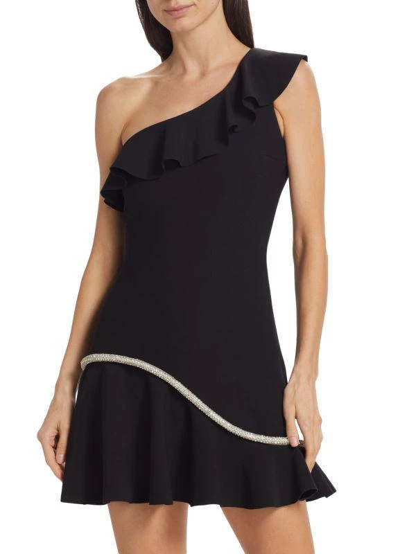 Amanda Uprichard Elsa Crystal-Embellished One-Shoulder Minidress 1