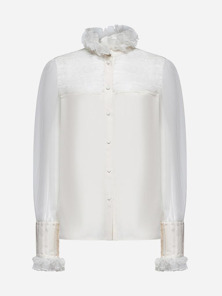 Valentino Ivory silk shirt with ruffles